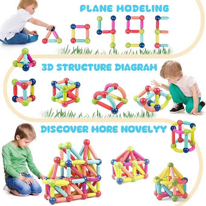 56-Piece Magnetic Building Blocks Set