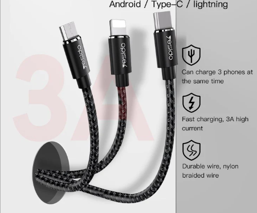 Universal 3-in-1 Multi-Device Charging Cable