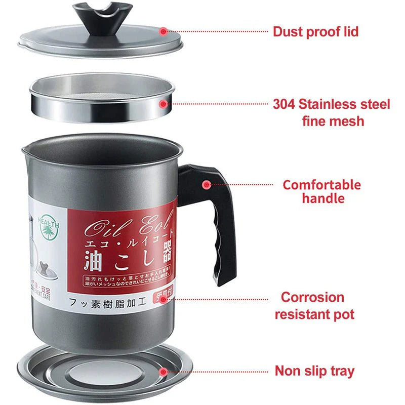 Premium Stainless Steel Oil Filter Pot with Tray