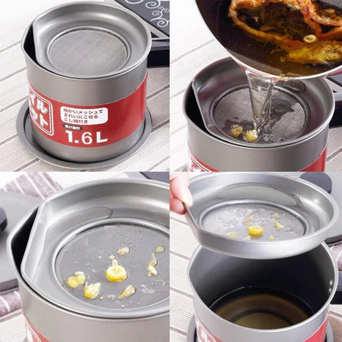 Premium Stainless Steel Oil Filter Pot with Tray
