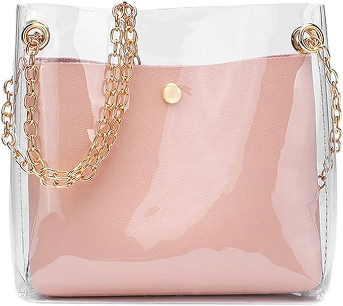 Stylish Transparent Pink Bucket Bag