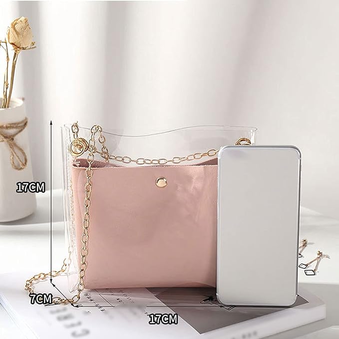 Stylish Transparent Pink Bucket Bag